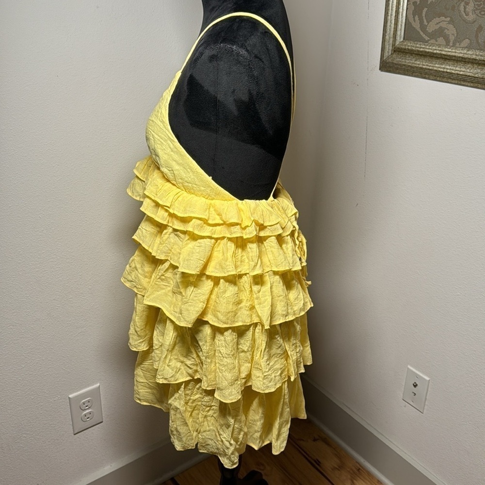 Mustard Seed Sz S yellow tiered mini dress - Picture 3 of 7